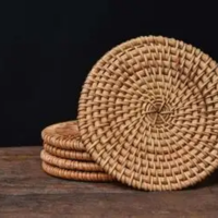 NATURAL RATTAN COCONUT FIBER COASTERS PREMIUM