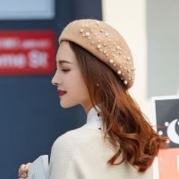 Wholesale pumpkin cap leisure woolen top quality pearl beret