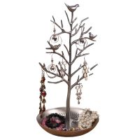 Silver Birds Tree Jewelry Stand Display Earring Necklace Holder Organizer Rack Tower  TW115