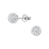 Crystal Ball Silver Stud Earrings