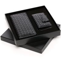 Black Long wallet for men leather wallet business gift box set with key holder From China