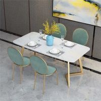 Nordic marble rectangular dining table and chair set