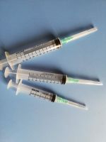 Disposable three parts syringe with needle for single use