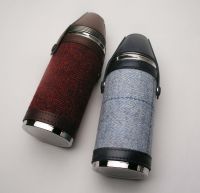 stainless steel hunter flask with tweed cover