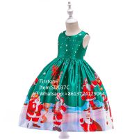 Baby Boutique Girls Stylish Christmas Santa Print Party Frocks SD037C