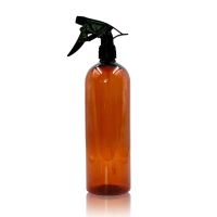 1 Liter Boston Round PET Amber Black Household Hair Product Cosmetic Packaging Trigger Spray Bottle