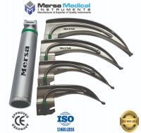 Fiber Optic McIntosh Laryngoscope Set, 1 Handle &amp;amp;amp; 4 Blades with LED Bright Light