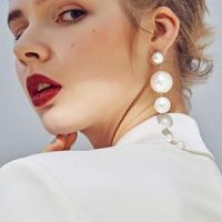 Styleibuy TRENDY ELEGANT &amp; BIG SIMULATED PEARL &amp; LONG EARRINGS PEARLS DANGLE EARRINGS