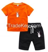 New Design Summer Embroidered T-Shirt Set Children Clothing