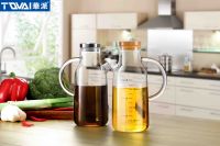 Tqvai Scale Glass Oil Dispenser with Stainless or Bamboo Lid Borosilicate Oil Bottle Kithchen Glass Oil Pot