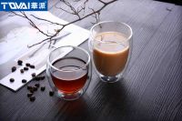 Tqvai Borosilicate Insulated Double Wall Coffee Cup Borosilicate Glass Tea Cup