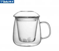 Tqvai Heat Resistant Glass Tea Cup 3 Pieces Borosilicate Glass Tea Mug