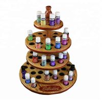 Countertop Essential Oils Bottle Wood Wooden Makeup Product Display Stands Cosmetics Shelf Rack