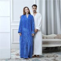 Ladies Zip Fleece Waffle Long Dressing Gown Fluffy Towelling Bathrobe Sleepwear  From China