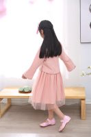 Cheap hot sale girl Tang suits children Hanfu Chinese traditional embroidered clothing tops and skirts long sleeve cheongsam