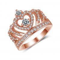 Platinum Plated Zircon Crown Engagement Band Rings Wedding Gift for Women