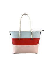 Customize Casual Mixed Color Handbag PU Leather Tote Bag with Python handle For Women Ladies