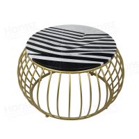 Metal frame marble top round coffee table From China
