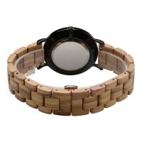 Customized Logo Couple Size Wooden Hand Wrist Watch With Stainless Steel