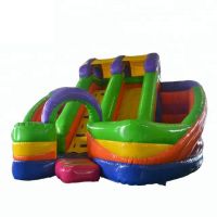 5006362-Rainbow Colorful Inflatable Jumping Bouncer Castle Amusement Park Kids Inflatable Slide
