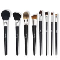 Factory Supplier Customized 8pcs High Quality Cool Black Makeup Brush set OEM Custom LOGO