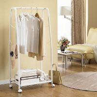 Moveable basket clothes rack