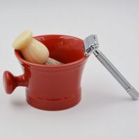 Wholesale custom wet soap shaving mug with handle 