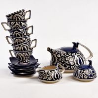 Tea Set in Blue Pottery