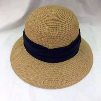 wholeseller fashion lady plain straw sun hats with ribons, trend women beach hat, elegant paper bucket hat, recycle customized fashion accessories