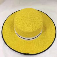 wholeseller fashion yellow lady straw sun hats, trend women floppy beach hat, elegant paper hat, recycle customized fashion accessories