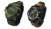 Survival adventure Paracord emergency watch with tactical features in wild 