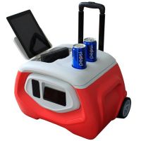 camping wheeled cooler box with speaker