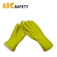 Flock Lined Kitchen Garden Dishwashing household Yellow rubber latex gloves