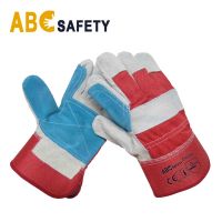 ABC SAFETY Red and Blue Cowhide Leather Gloves with Heavy Duty Reinforced Palms From China