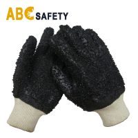 100% cotton liner Black PVC rough chip on the palm chemical resistant glove From China