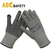 Gray Slip Proof and Abrasion Resistant Silicone PVC DOT Anti Cutting Gloves