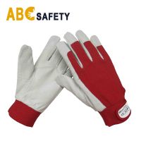 Leather Palm and Thumb Cotton Rib Back Elasti Cuff Closure Glove