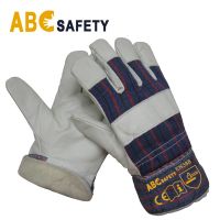 Comfortable Pig Grain Skin Gloves Cotton Back for General Working