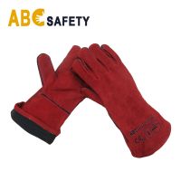 Experience Red Cow Split Welder Gloves. Full Lining and Palm.