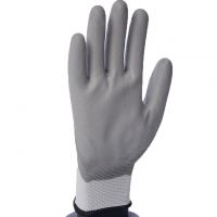 White nylon with Grey PU glove-DPU108