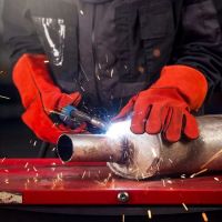 DDsafety OEM products for industrial True Touch Deshedding Full lining and palm Red cow split welder gloves