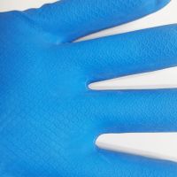 Blue Latex Household Gloves with Silver Straight Cuff Custom Logo Dish-Washing Cleaning