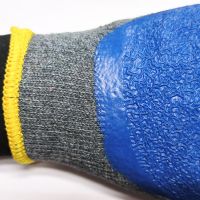 10 Gauge Grey Tc Liner Blue Latex Coated Gloves, Crinkle Palm Finish From China