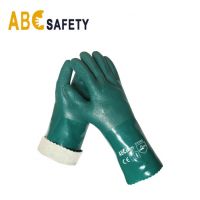 PVC Coated-Supported Sandy Finish Jersey Lined Men's Rubber Glove. PPE From China