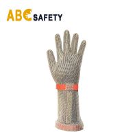 Highest Level Long Cuff Stainless Steel Chainmail Safety Work Glove for Butcher