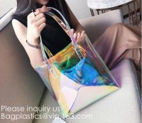 HOLOGRAPHIC NEON TOTE PVC BAG,VINYL SHOPPING SHOPPER,TOILETRY BIKINI SWIMWEAR BEACHWEAR WOMAN BAG