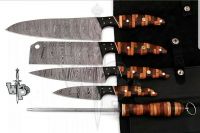 Custom Handmade Damascus Professional kitchen Chef knives set-5-Piece