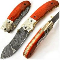 Superb Custom Hand Made Damascus Knives, Folding Pocket Knife Clip, With Sheath