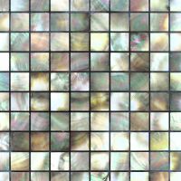 Seamed Square Black Lip Mother of Pearl Shell Mosaic Tile on Mesh