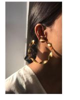 Handmade brass copper earrings for women girls antique tribal hammered polished gold finish factory wholesale cheap price